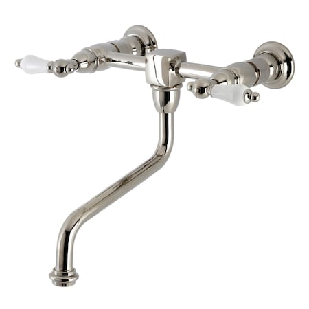 Kingston Brass KS1216PL Wall Mount Bathroom Faucet, Polished Nickel KS1216PL